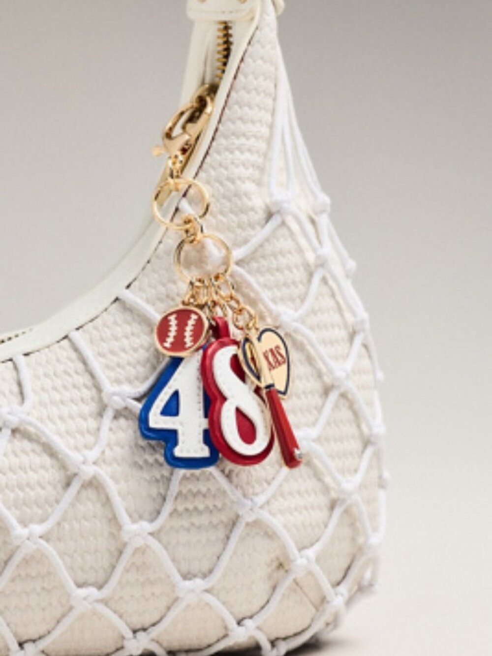 NWT Anthropologie Baseball Bag Charm Texas Rangers Sports Gold Plated